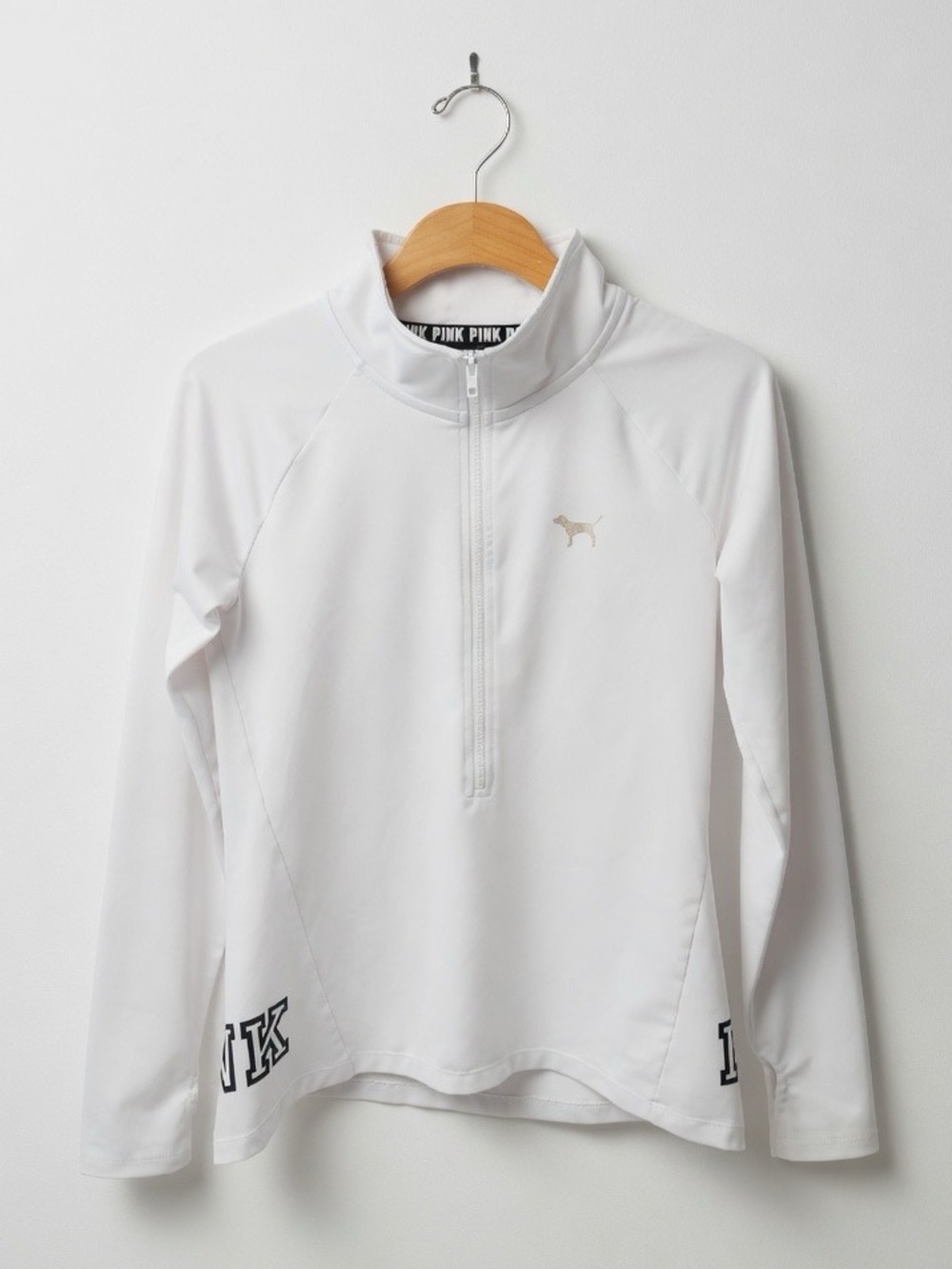 Victoria’s Secret PINK White Mock Neck Half-Zip Long Sleeve Pullover Jacket NWOT